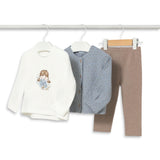 Mayoral Baby Girl Dot Print Cardigan, l/s Top & Leggings Set ~ Hummingbird