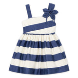 Mayoral Girls Asymmetric Striped Flower Dress ~ Porcelain