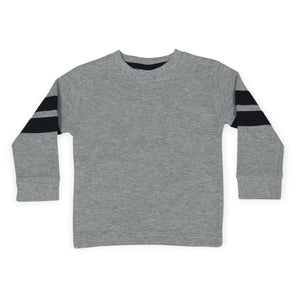 Mish Thermal l/s Top w/ Stripes ~ Heather Grey/Navy
