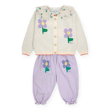 Bobo Choses Baby Pansy Flower Knit Cardigan ~ Off-White