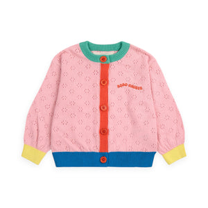 Bobo Choses Baby Color Block Knit Cardigan ~ Light Pink