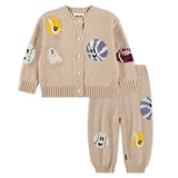 Molo Baby Breeze Knit Cardigan & Sol Pants Set ~ Fuzz Ball Sandy