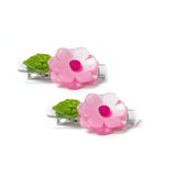Lilies & Roses Peonies Flower Hair Clips ~ Satin Pink