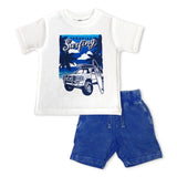 Mish Boys Surf Paradise Tee & Shorts Set ~ White/Cobalt