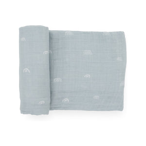 Little Unicorn Cotton Muslin Swaddle ~ Blue Rainbow
