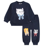 Molo Baby Disc Sweatshirt & Simeon Sweatpants Set ~  Fancy Kittens