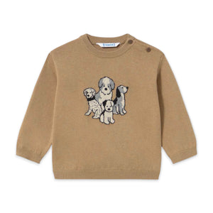 Mayoral Baby Boy Knit Puppies Sweater ~ Heathered Cookie