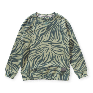 Munster Kids Waves Crewneck Sweatshirt ~ Washed Dark Olive