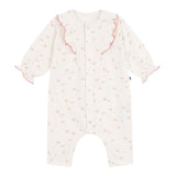 Petit Bateau Floral Print Romper w/ Ruffles ~ Cream Multi