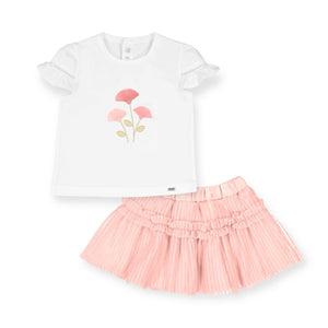 Mayoral Baby Girl Embellished Top & Tulle Skirt Set ~ White/Cake