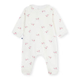 Petit Bateau Front Snap Floral Print Footie w/ Collar ~ White Multi