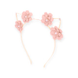 Bari Lynn Leather Flower Cat Ears Headband w/ Crystals ~ Pink