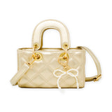 Tiny Treats Quilted Rectangle Bow Charm Handbag