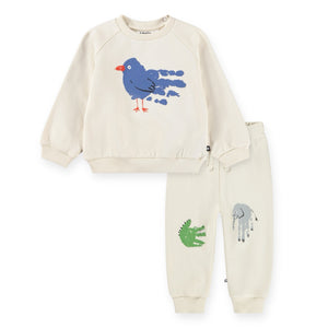 Molo Baby Disc Sweatshirt & Simeon Sweatpants Set ~ Blue Bird/Croco-phant