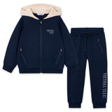 Mayoral Boys Bi-material Zip Hoodie & Sweatpants Set ~ Blue