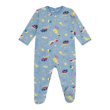 Petit Bateau Back Snap Constellation Print Footie ~ Blue Multi