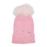 Bari Lynn Multi Star Charm Hat w/ Fur Pom