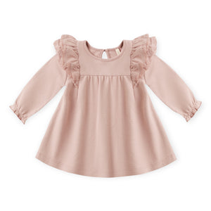 Quincy Mae l/s Flutter Dress ~ Rose
