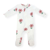 Oh Baby! Picking Daisies Print Zip Footie ~ Cream