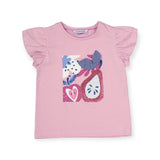 Mayoral Girls Flutter Sleeve T-Shirt w/ Graphic ~ Floral Fruit/Mauve