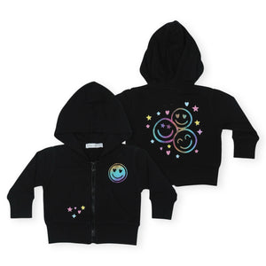 Little Mish Multi Smile Zip Hoodie ~ Black