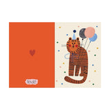 Daria Solak Illustrations Party Tiger w/ Balloons Birthday Card