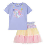 Billieblush Fun Chic s/s T-shirt & Tulle Skirt Set ~ Angel Blue/Multi