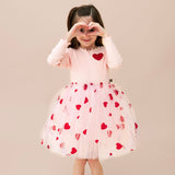 Petite Hailey l/s Heart Tutu Dress ~ Pink