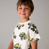 Mayoral Boys s/s Monster Trucks Print T-shirt ~ Cream