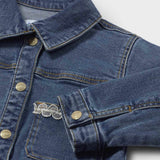 Mayoral Baby Girl Denim Jacket w/ Embroidered Pockets ~ Dark Wash