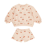 Rylee + Cru Girls Summer Terry Sweatshirt & Shorts Set ~ Cherries