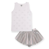 MIA New York Love Tank & Pleated Skort Set ~ White Hearts