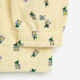 Bobo Choses Baby Pansy Flower Printed Zip Hoodie, T-Shirt & Pants Set ~ Light Yellow