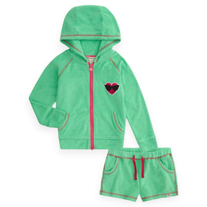 Appaman Girls Julia Zip Hoodie & Majorca Shorts Set 7-12 ~ Mint