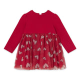 Mayoral Baby Girl Hearts Print Tulle Dress ~ Red