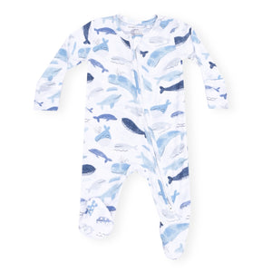 Angel Dear 2 Way Zipper Footie ~ Blue Whales