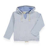 Me & Henry St. Ives Gauze Hooded Top ~ Blue Stripe