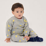 Bobo Choses Baby Pixel Abduction Print Sweatshirt & Sweatpants Set ~ Light Heather Grey