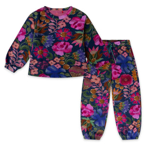 Oilily Girls Houra Botanique Sweatshirt & Papilot Sweatpants Set 7-12 ~ Blue