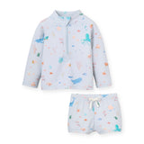 Elegant Baby Rash Guard & Swim Shorts Set ~ Blue Ocean Adventure