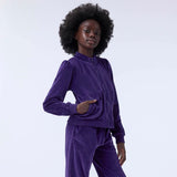 Molo Malika Velour Zip Sweatshirt & Adoria Flare Sweatpants  Set 7-12 ~ Space Purple
