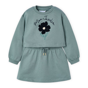 Mayoral Girls 2 Piece Sweatshirt Dress ~ Sage