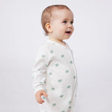 Petit Bateau Front Snap Frog Print Footie ~ White Multi