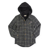 Appaman Boys Glen Hooded Flannel Shirt ~ Black/Moss Plaid