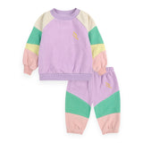 Bobo Choses Baby Lila Color Block Terry Sweatshirt & Joggers Set ~ Lavender