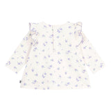 Petit Bateau Baby Floral l/s Blouse w/ Ruffles & Corduroy Pants Set ~ Cream/Purple