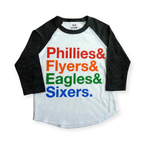 Philly Teams Raglan Tee ~ White/Vintage Black