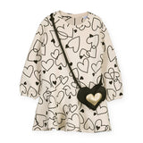 Mayoral Girls Hearts Dress w/ Bag ~ Chickpea