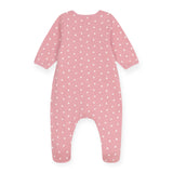 Petit Bateau Front Snap Heart Print Footie w/ Attached Bodysuit ~ Pink/White