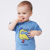 Petit Bateau Baby Duck Graphic Tee & Gauze Pants Set ~ Blue/Yellow